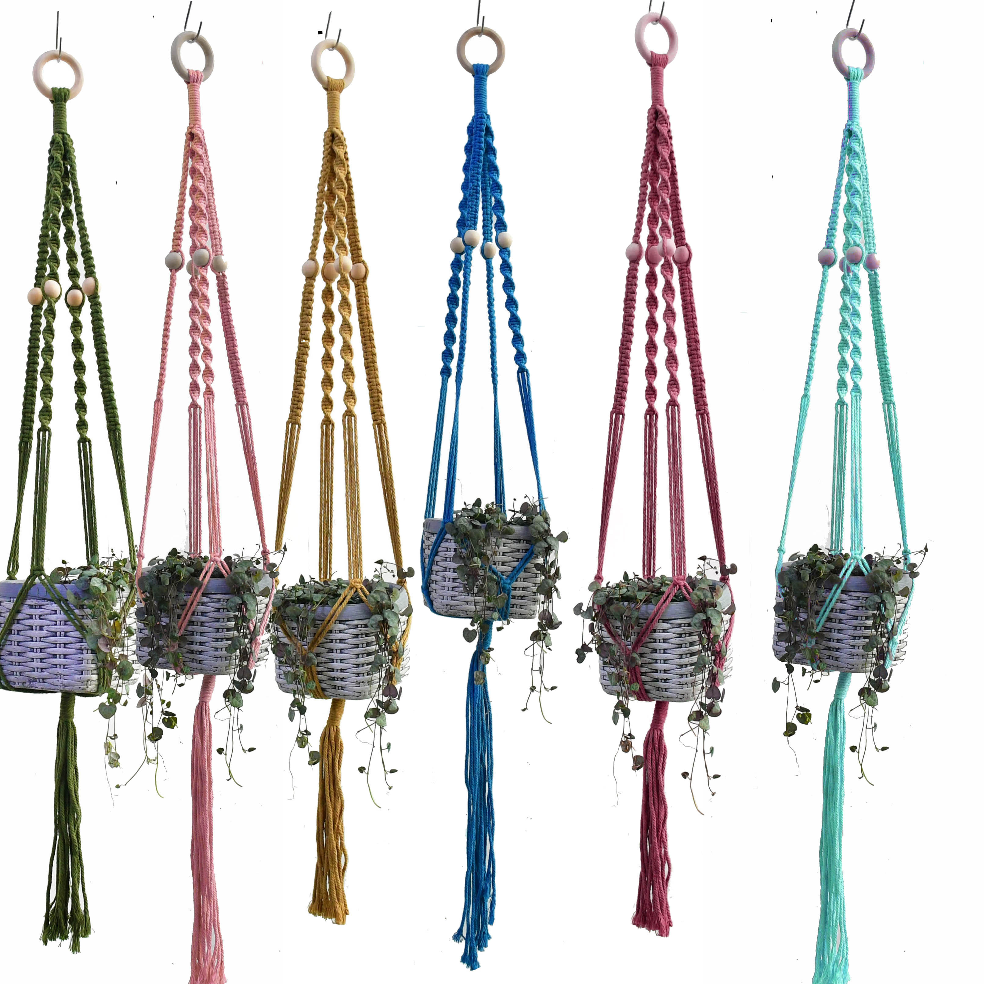 Hot sale colorful handmade macrame pot holder indoor plant hanging plant holder plant hanger