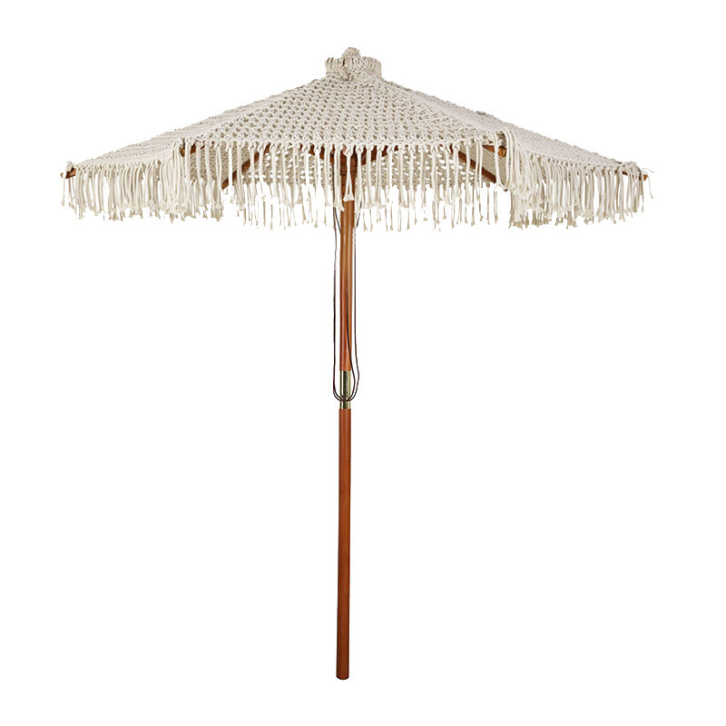 Outdoor Macrame Umbrella Tassel Woven Patio Umbrella Beach Umbrella