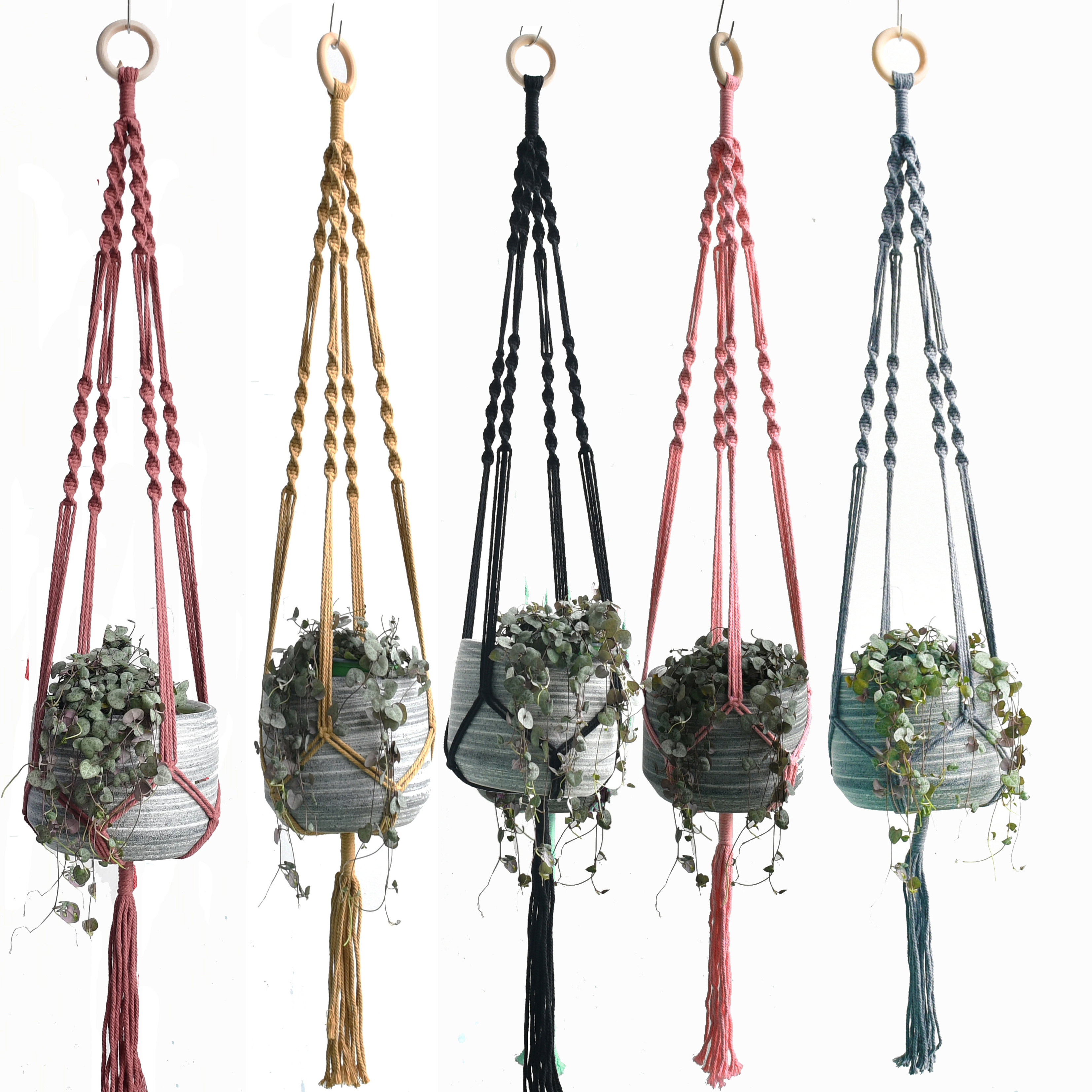 Hot sale colorful handmade macrame pot holder indoor plant hanging plant holder plant hanger