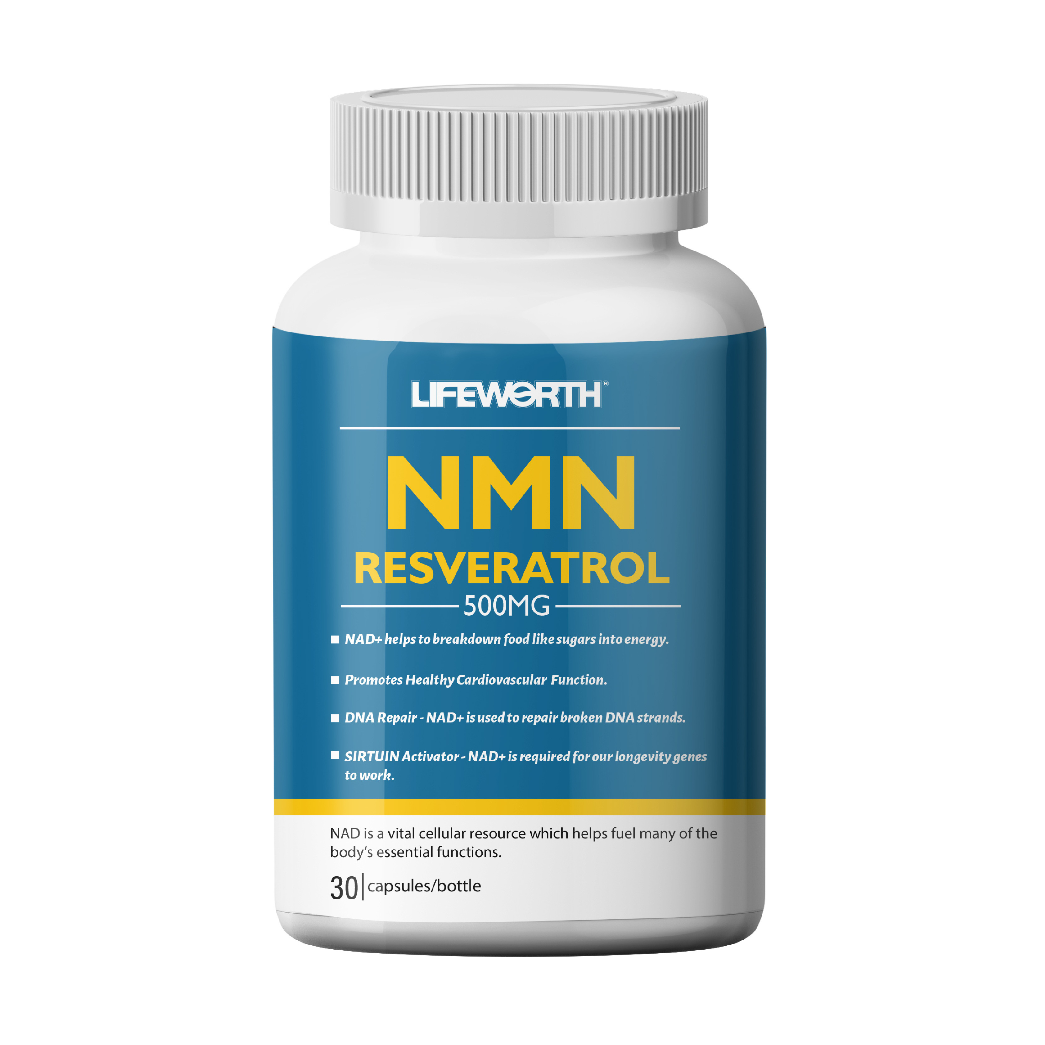 Lifeworth beta-nicotinamide mononucleotide dietary supplement private label nmn 99% 500mg capsules oem