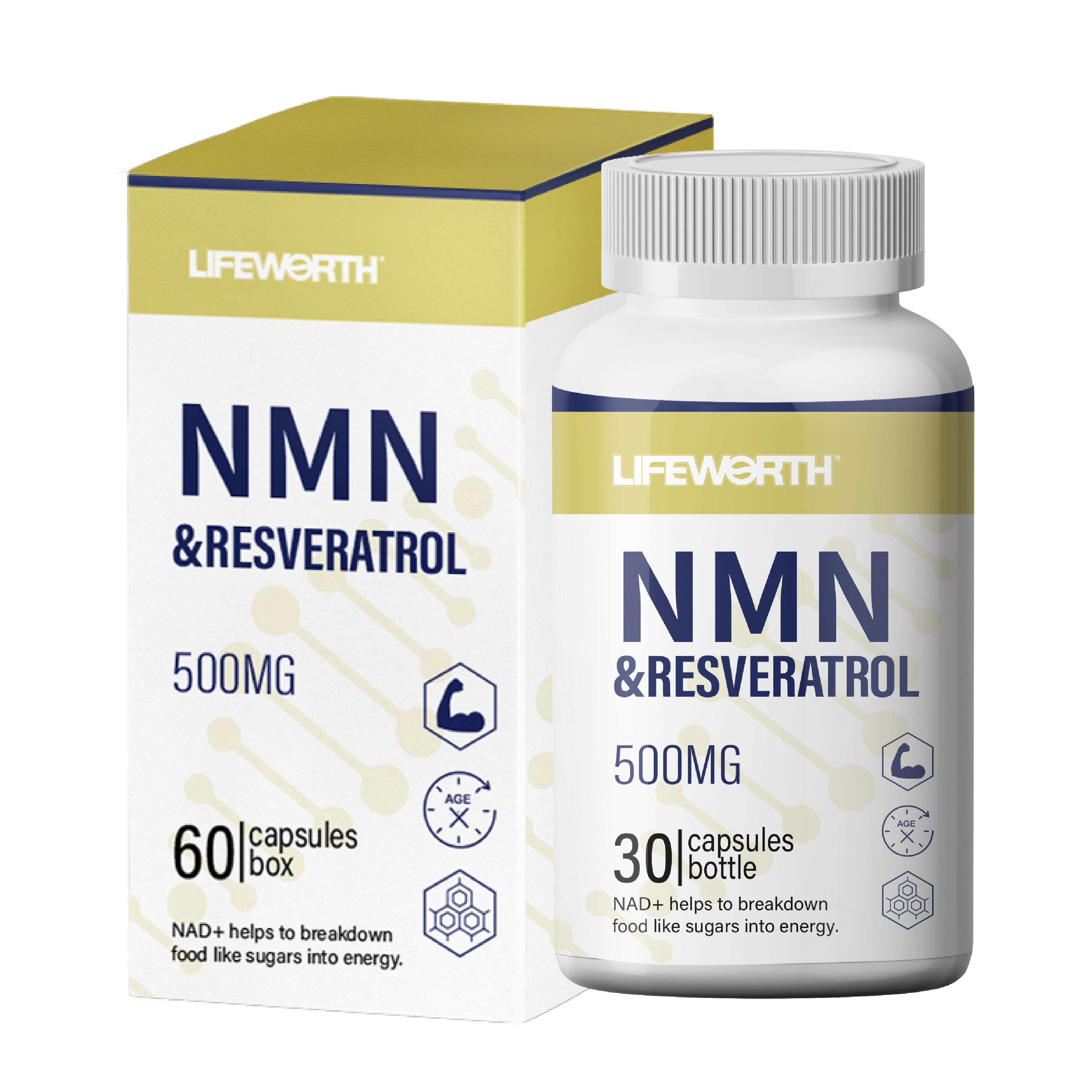 Lifeworth beta-nicotinamide mononucleotide dietary supplement private label nmn 99% 500mg capsules oem