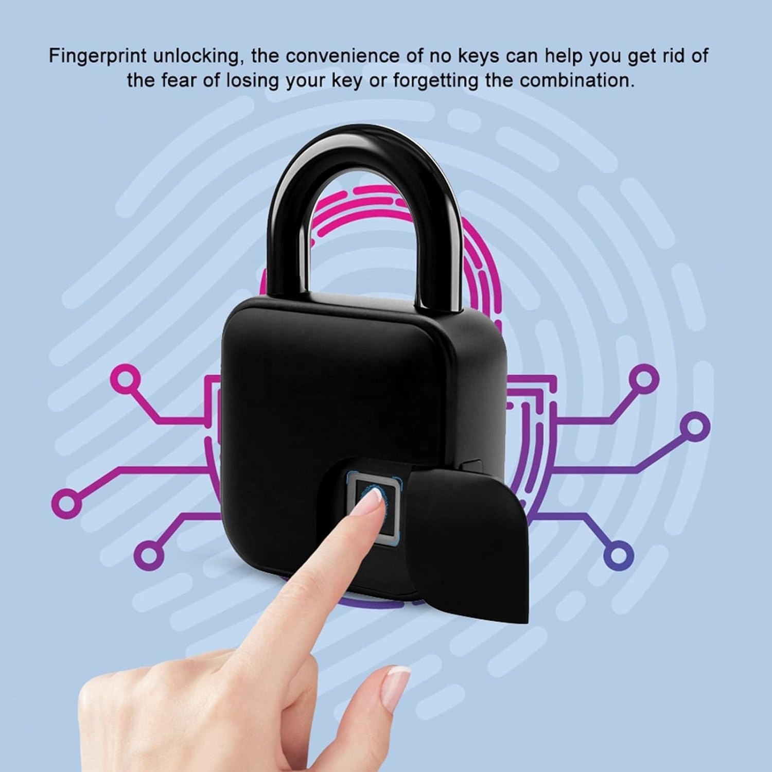 YOUHE Smart Finger Print Portable Lock Safety Remote Smart Fingerprint Padlock Smart Mini Padlock Electronic Lock Door