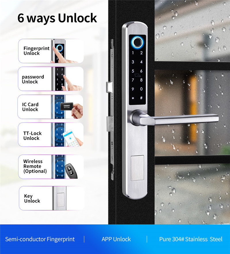 YOUHE A210-SS Fingerprint High Security Electronic Smart Door Lock Metal Intelligent OEM Key Style Control Smart Lock