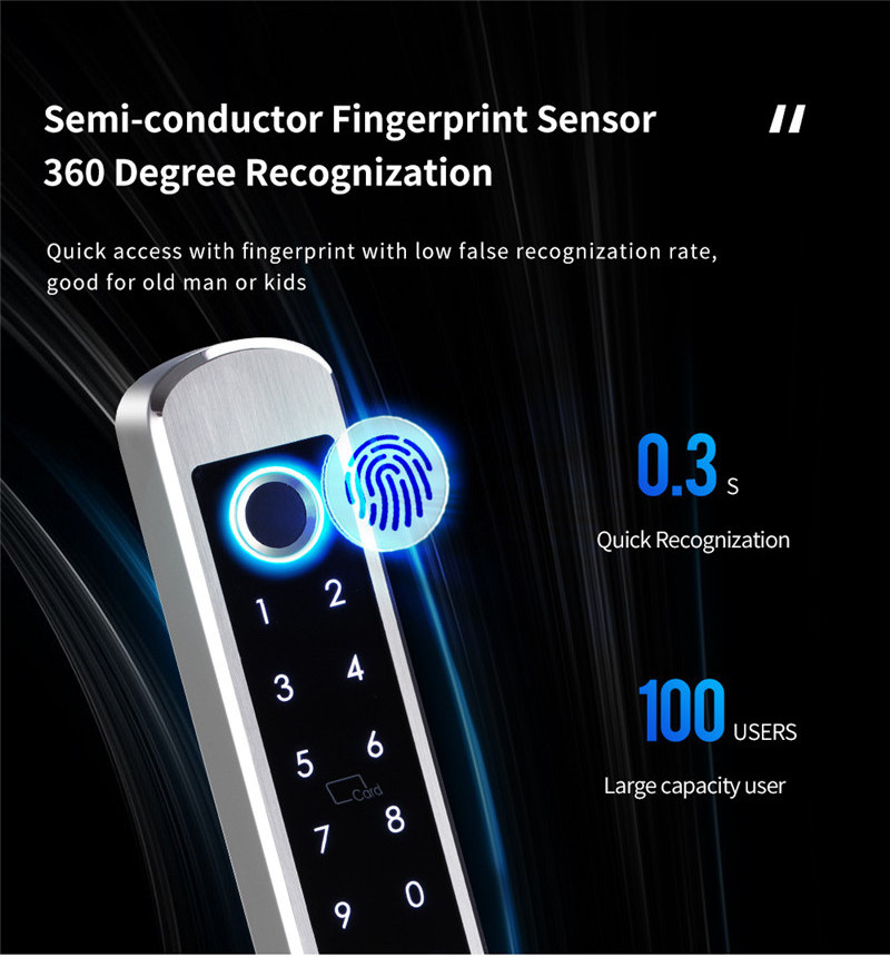 YOUHE A210-SS Fingerprint High Security Electronic Smart Door Lock Aluminum Alloy Intelligent Control Smart Lock