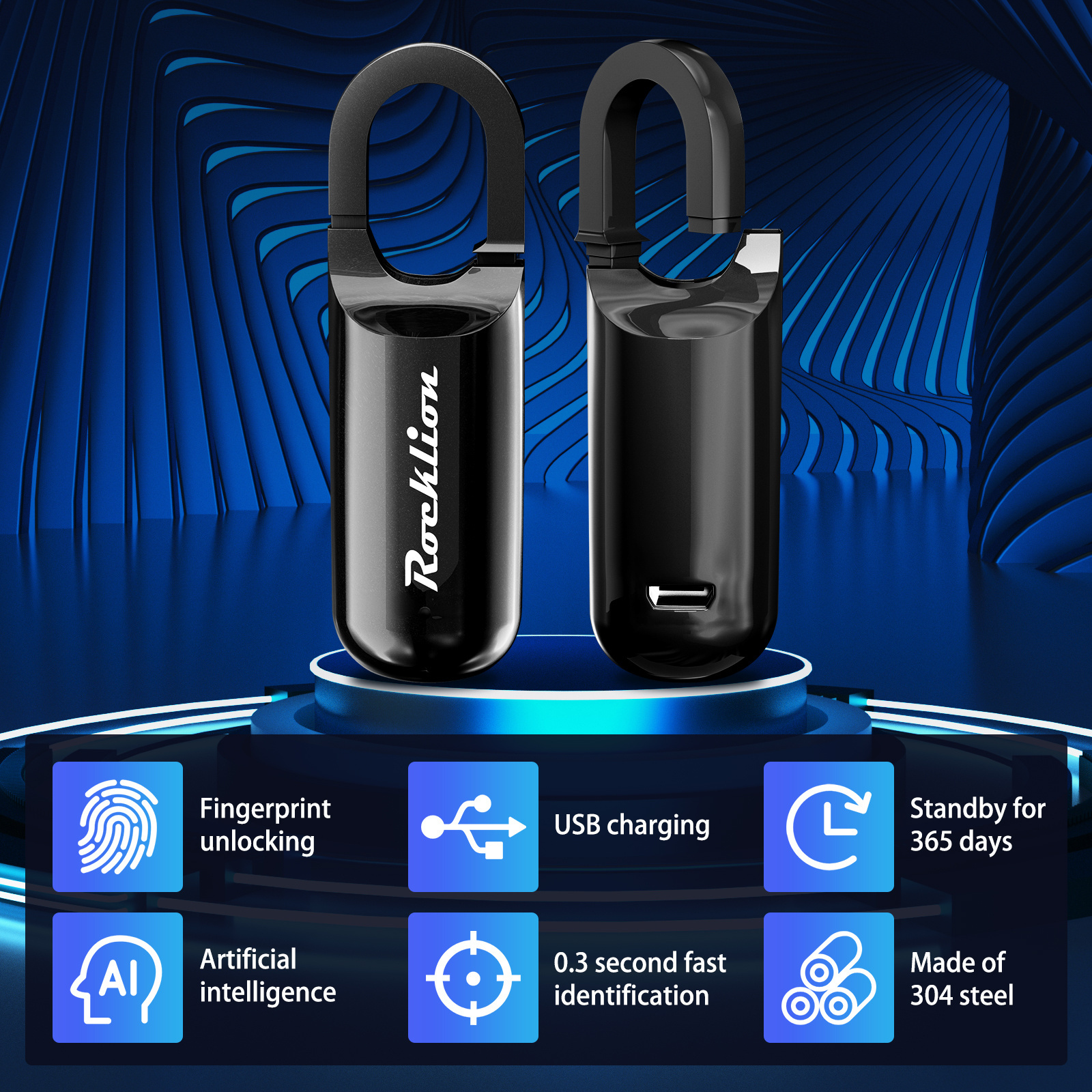 Fingerprint Padlock Keyless Anti-theft Smart Fingerprint Padlock Intelligent Safety Electronic Padlock