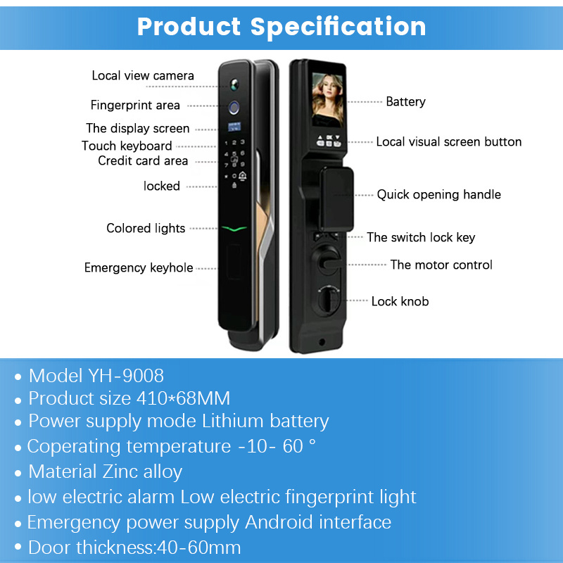 Wholesale Price Door Lock Cat Eye Fingerprint Password Key Phone IC Card Unlock Smart Lock