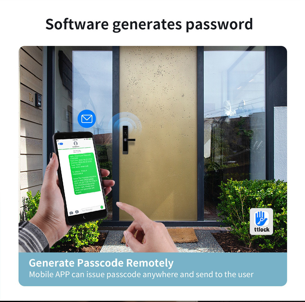 YOUHE Electronic Handle Digital Tuya TTlock  Door Smart Locks Biometric Fingerprint Automatic Smart Door Lock