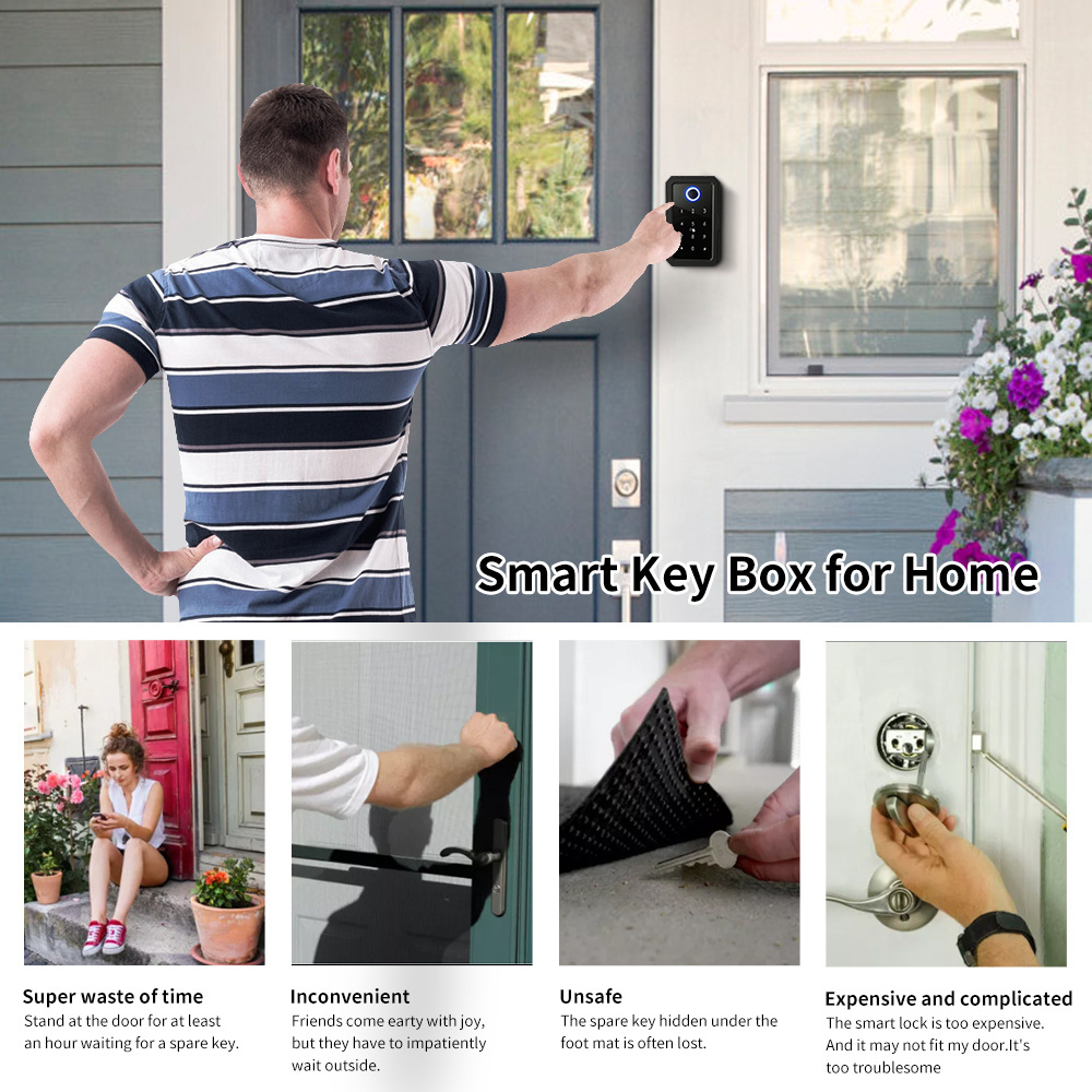 YOUHE Wall Mounted Portable Safe Storage Hide Secure Security Lock Safe Digital Code App Control Smart Key Box