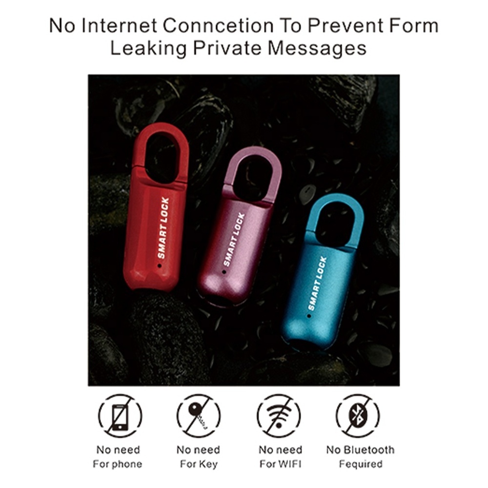 YOUHE Mini Finger Prints Padlock For Bag Luggage Gym Security Anti-theft Biometric Lock Fingerprint Smart Padlock