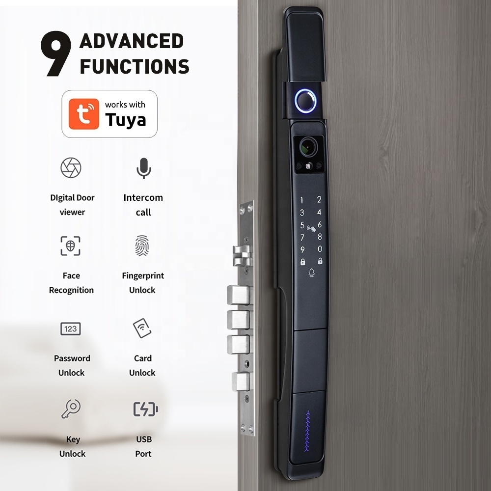 YOUHE Tuya Ip64 Video Intercom Real Time Smart Life Vertical Face Lock Face Recognition Key Lock