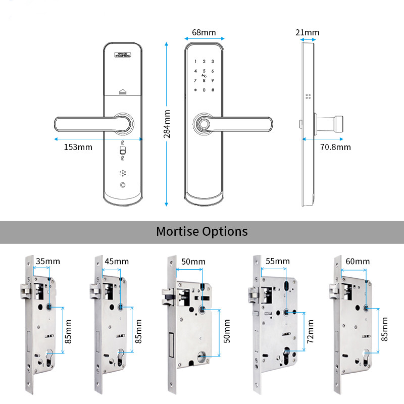 YOUHE Entrance Outdoor Smart Deadbolt Keypad Digital Lock With Handle Tuya App Ttlock