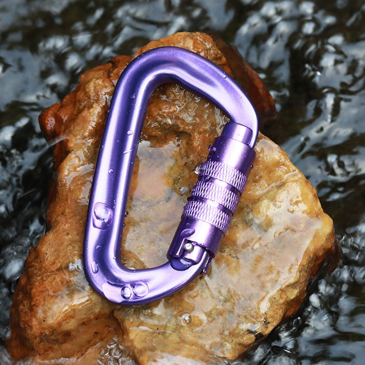 YH3324 Aluminum Alloy Rock Climbing Master Lock Outdoor Snap Hook D Shape Carabiner Screw Lock Clip Keyring Camping Karabiner