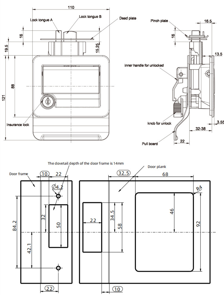 YH1526 Rv entrance lock rv side entrance accessories motorhome truck campers caravan caravans door panel lock