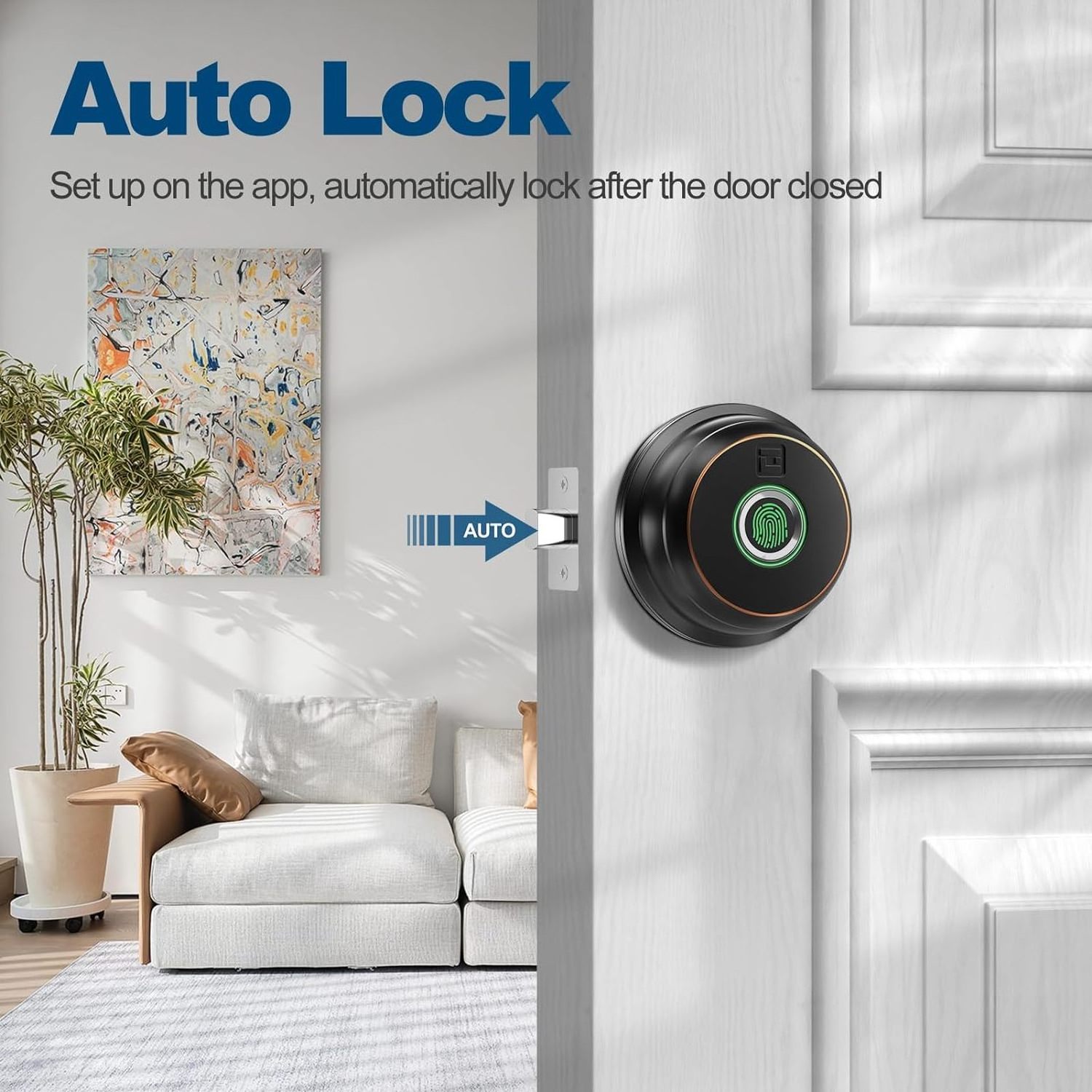 YH3169 Smart Lock Deadbolt Fingerprint Door Lock Fingerprint Deadbolt with App Keyless Entry Door Lock, Biometric Auto