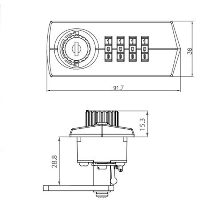 YH1208 Mechanical Metal 4 Dials Digital Cabinet Combination locker Lock with master key