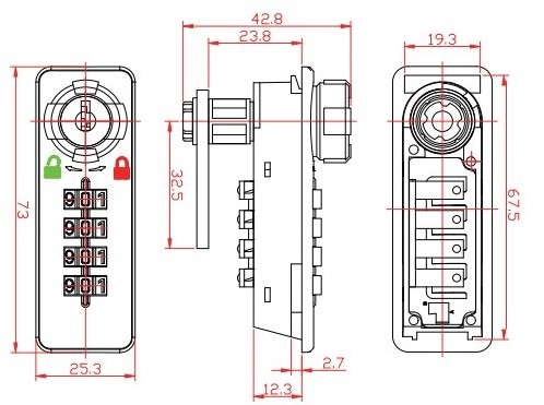 YH1204 Plastic Black 4 Digits Public Mode Mechanical Master Key Password combination cabinet lock