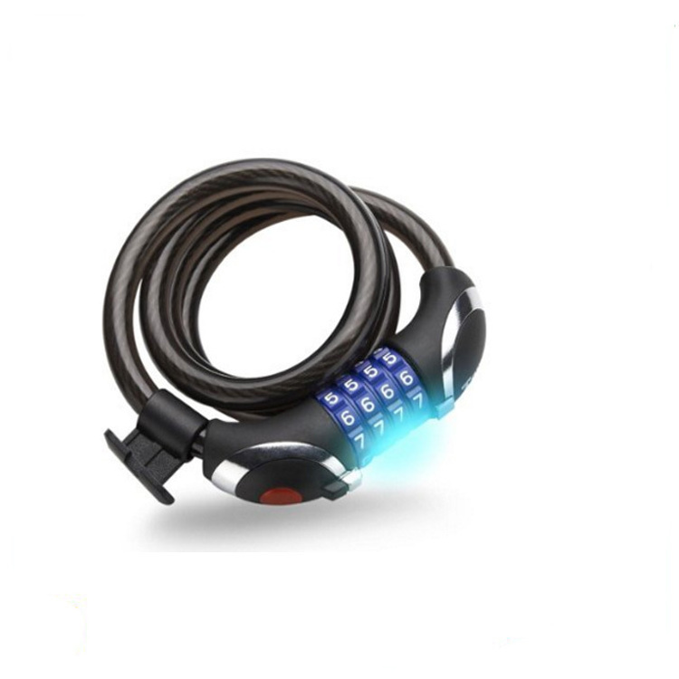 YH1462 5 Digits code bike cable lock electronic cycle lock with led light