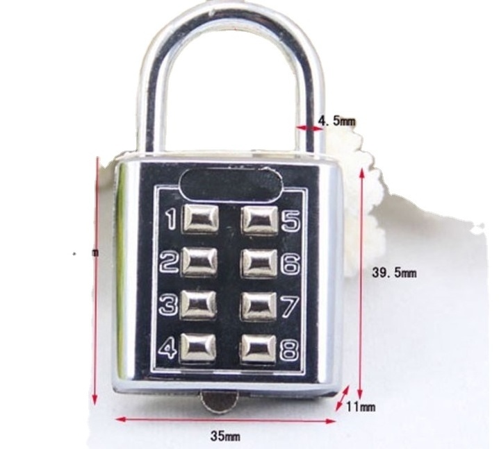 YH1069 High Quality Security Push Button Combination Padlock 8 Digit Door Lock