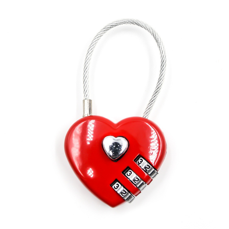 YH1244 Security Cable Mini Love Heart Shape 3 Digit Combination Lock