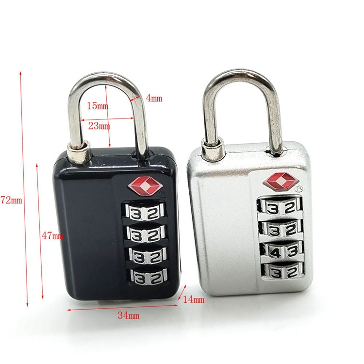 YH3219 TSA Zinc Alloy Metal Lock for Backpack & Luggage with 4 Digit Password Steel Padlock Travel Lock for Suitcases & Baggage