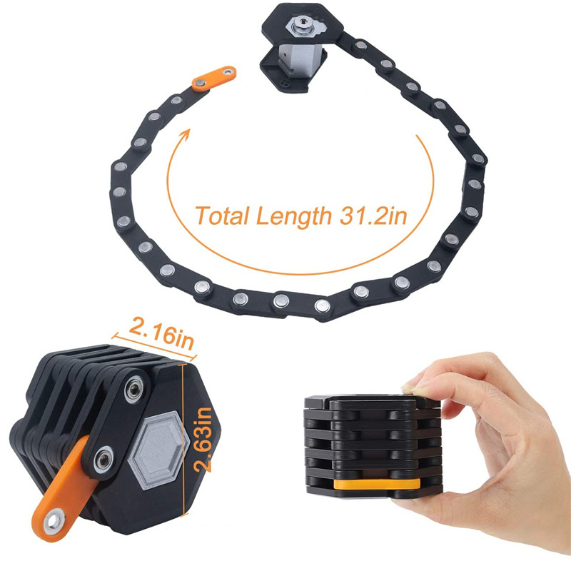 YH1924 Alloy steel bicycle folding lock bike chain lock with mounting bracket