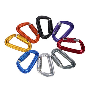 YH3324 Aluminum Alloy Rock Climbing Master Lock Outdoor Snap Hook D Shape Carabiner Screw Lock Clip Keyring Camping Karabiner