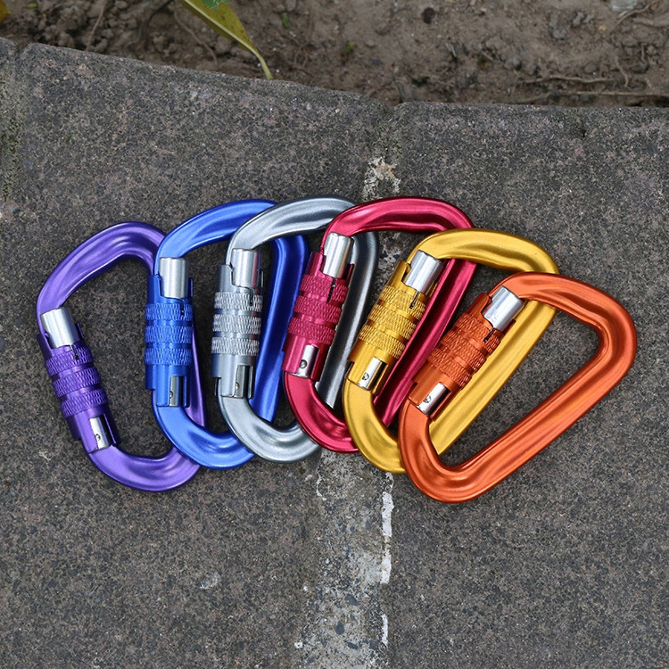 YH3324 Aluminum Alloy Rock Climbing Master Lock Outdoor Snap Hook D Shape Carabiner Screw Lock Clip Keyring Camping Karabiner