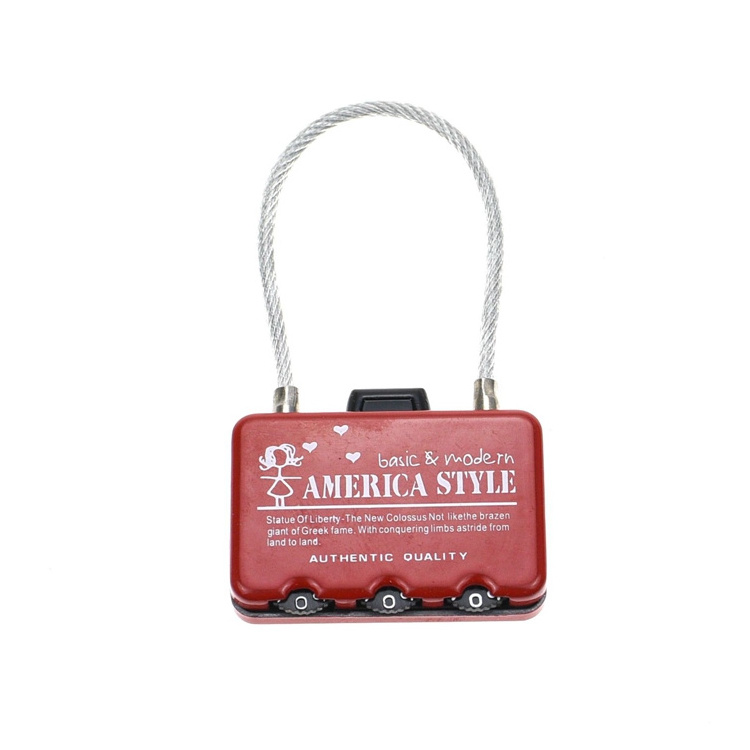 YH3007 Hot sale zipper padlock cable conductor combination lock padlock luggage locks