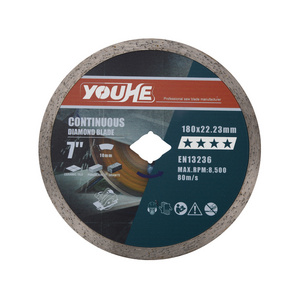 YOUHE Large Supply 7" 180*22.23MM Continuous Rim Rhombic Shaped Hole Saw Blade For Cutting Tile