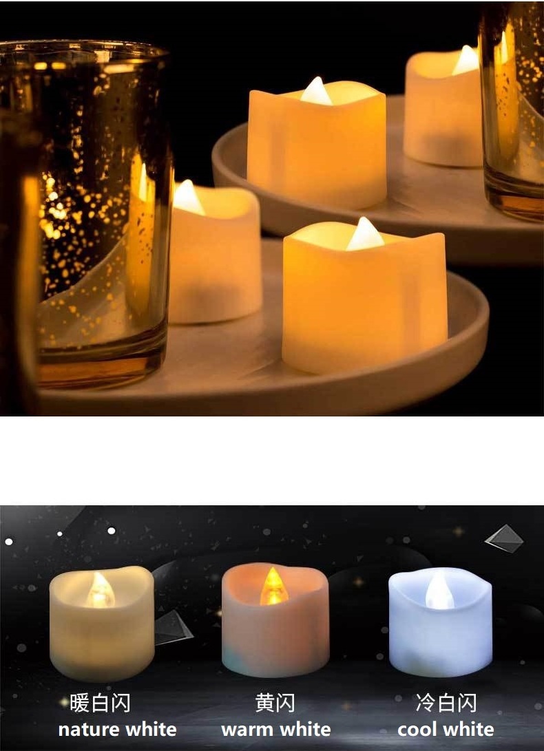 Youhoda Mini Plastic Wave Mouth Flickering Flameless Battery Operated LED Tea Light Taper Candle With Timer Remote Control