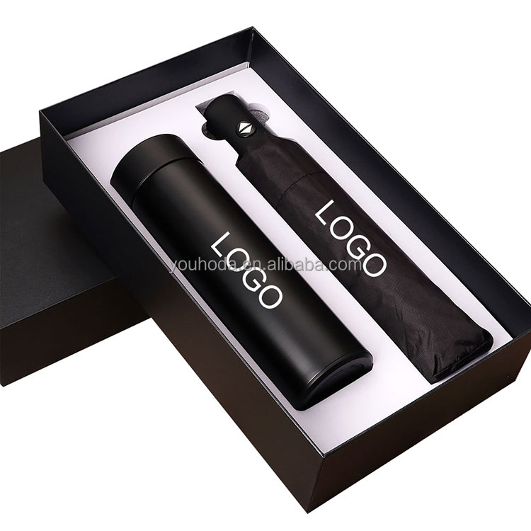 Custom Logo High-End Luxury Business Gift Set Vacuum Flask and Umbrella for Corporate Promotions