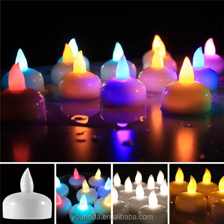 Youhoda Battery Operated Floating Waterproof Flickering Flameless LED Tealight Candle