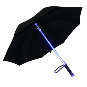 China Supplier's Creative 7-Color Changing LED Laser Sword Light Flashing Golf Umbrella Tunable Straight Stick LED Polyester