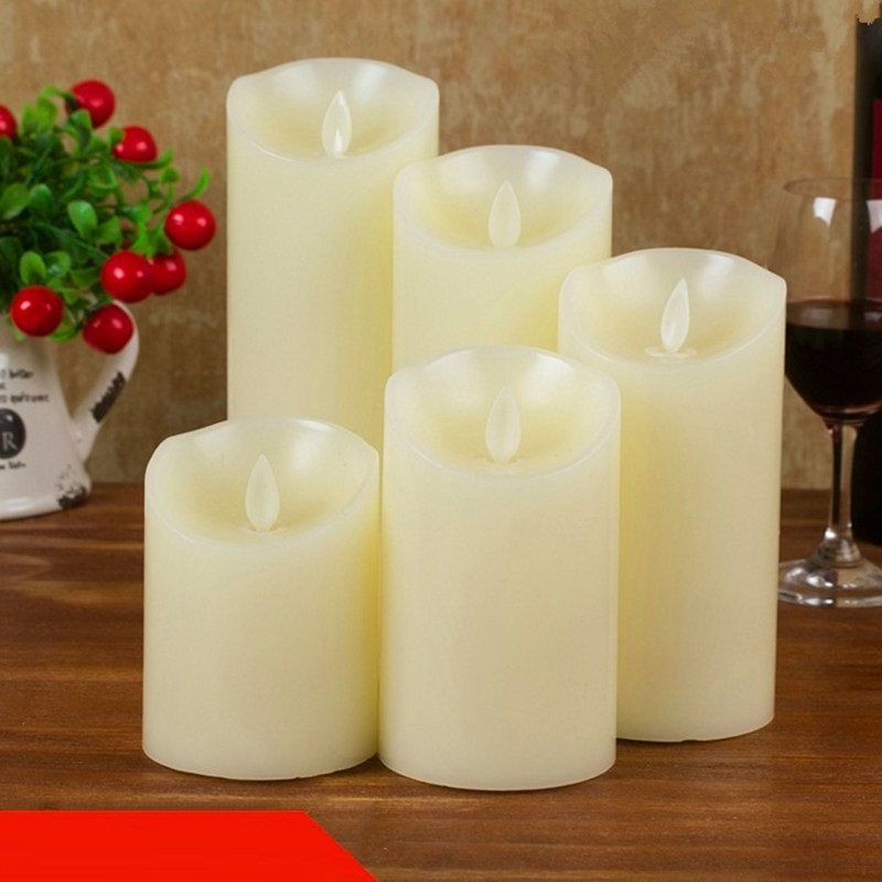 Big Size Flameless Flickering LED Electric Candles with Timer Remote Control Paraffin Wax Surface AAA Battery or Rechargeable