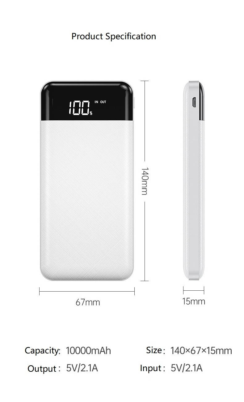 Ultra-Thin Mini 10000mAh Power Bank 22.5W Super Fast Charging USB Fan for Cars and RVs Large Capacity Wholesale Gift