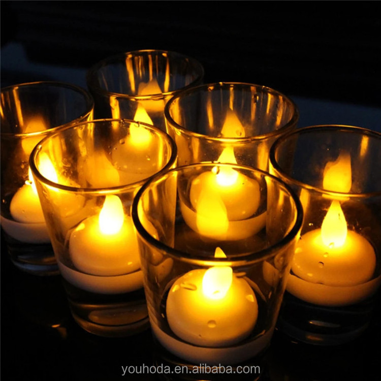 Youhoda Battery Operated Floating Waterproof Flickering Flameless LED Tealight Candle