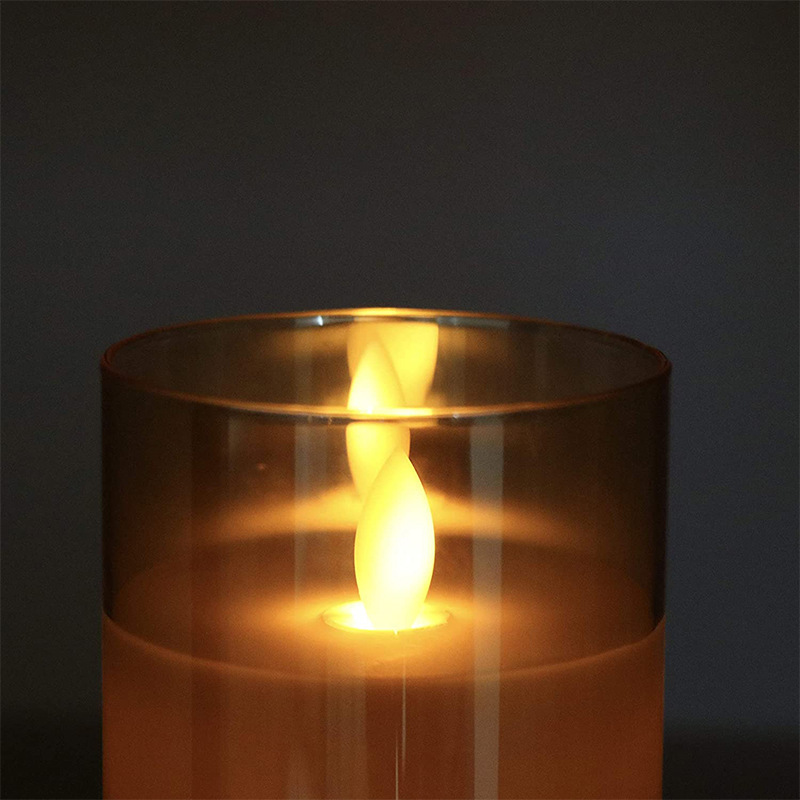 Big Size Flameless LED Electric Candles Flickering with Timer Remote Control, Glass Jar Battery Operated Electric Candles