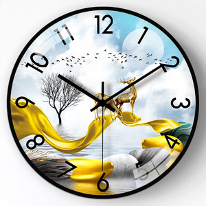 Circular Shape Stylish Decor Modern Custom UV Printed Face Battery Operated Acrylic Wall Clock with Needle Display