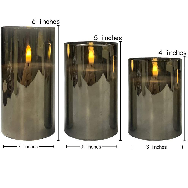 Big Size Flameless LED Electric Candles Flickering with Timer Remote Control, Glass Jar Battery Operated Electric Candles