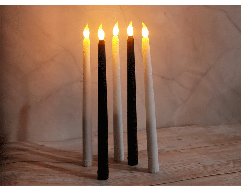 Youhoda 11 Inch Acrylic Flickering Warm White Flameless Long Pillar Taper Candle Lights Battery Operated LED Taper Candles