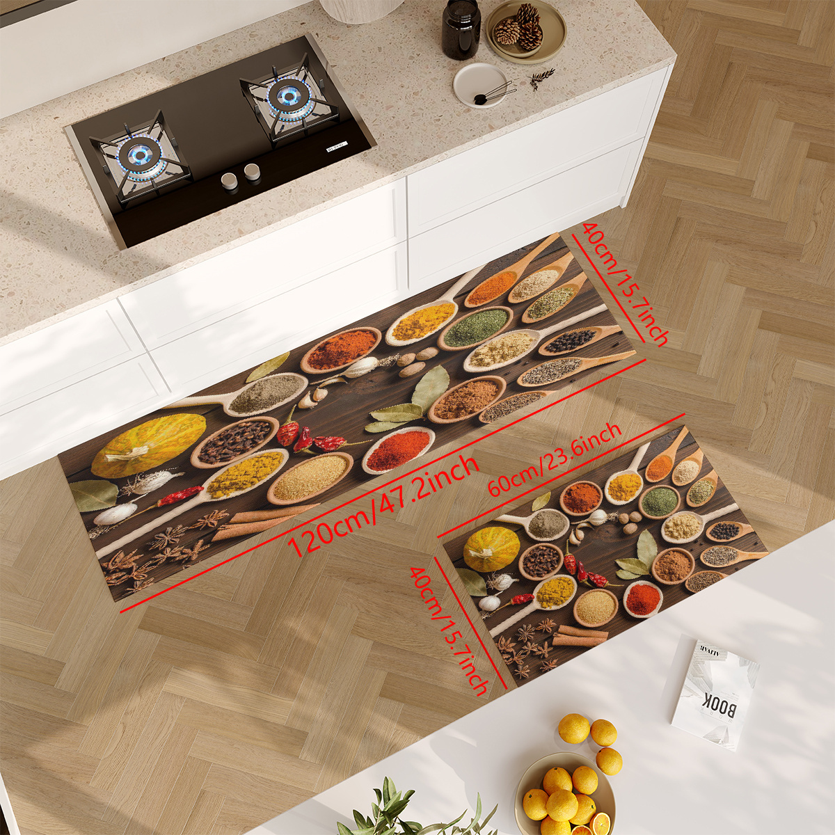 40*60cm Standing Mat Non Slip Anti Fatigue Printed Kitchen Floor Carpet Rug And Mat Set 2in1 For Long Kitchen