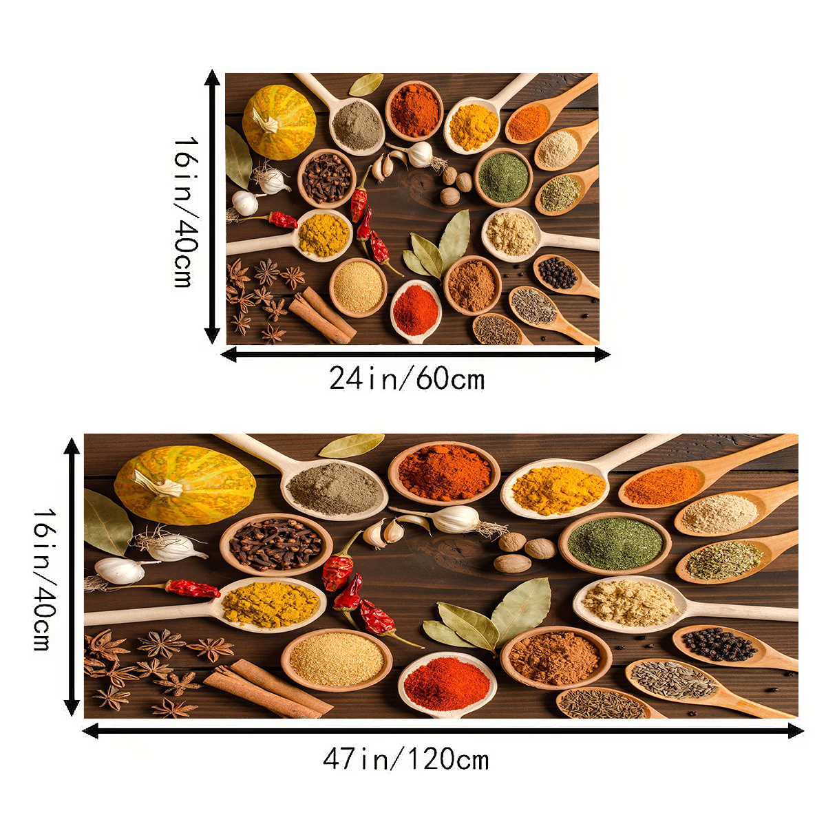 40*60cm Standing Mat Non Slip Anti Fatigue Printed Kitchen Floor Carpet Rug And Mat Set 2in1 For Long Kitchen