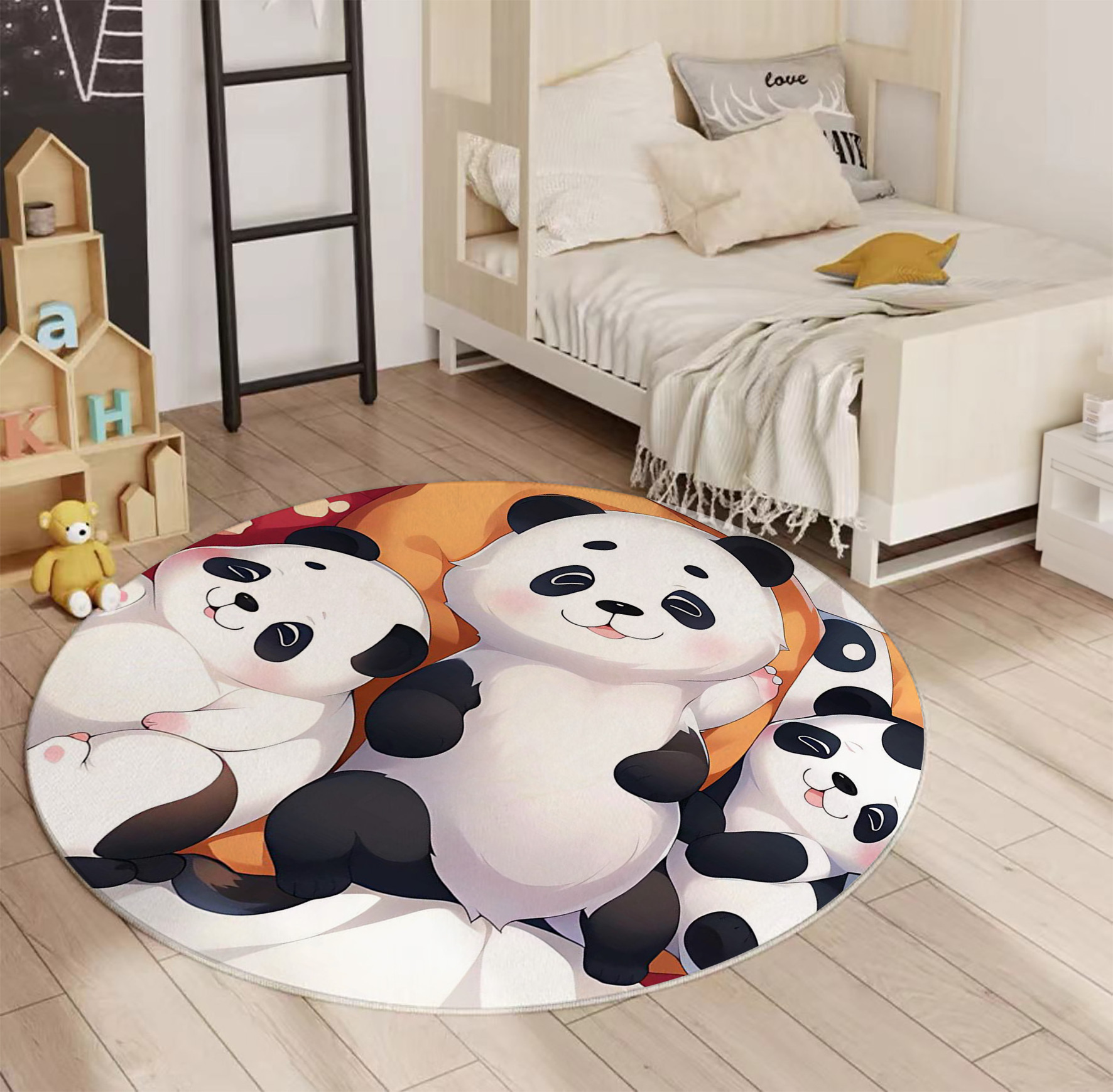 High Popularity Cute Cartoon Printed Circular Floor Mat Computer Chair Floor Mat Non-Slip Blanket Mat