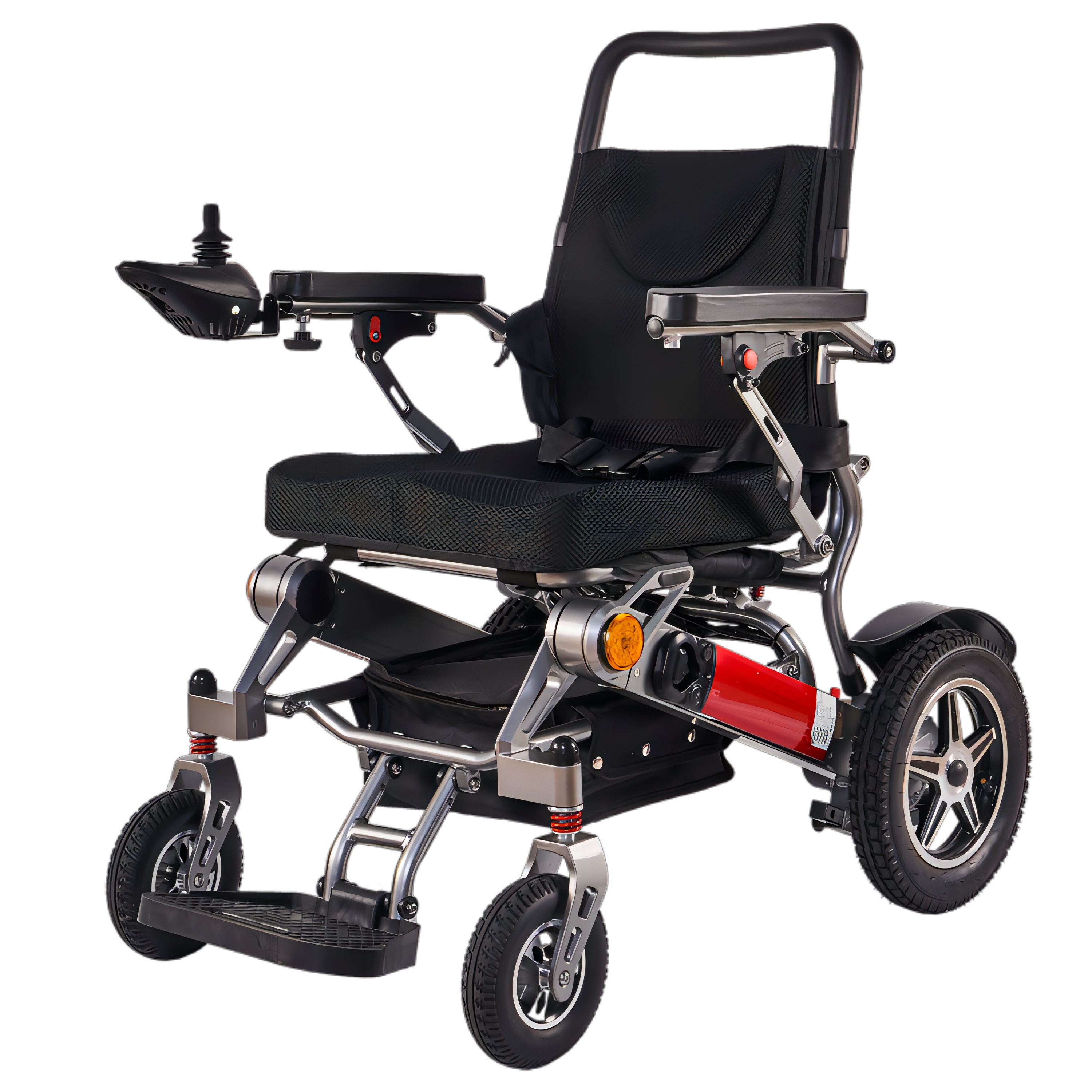 New Design Electric Wheelchair for Disabled People Manual Large Wheel Steel Folding Electric Wheelchair