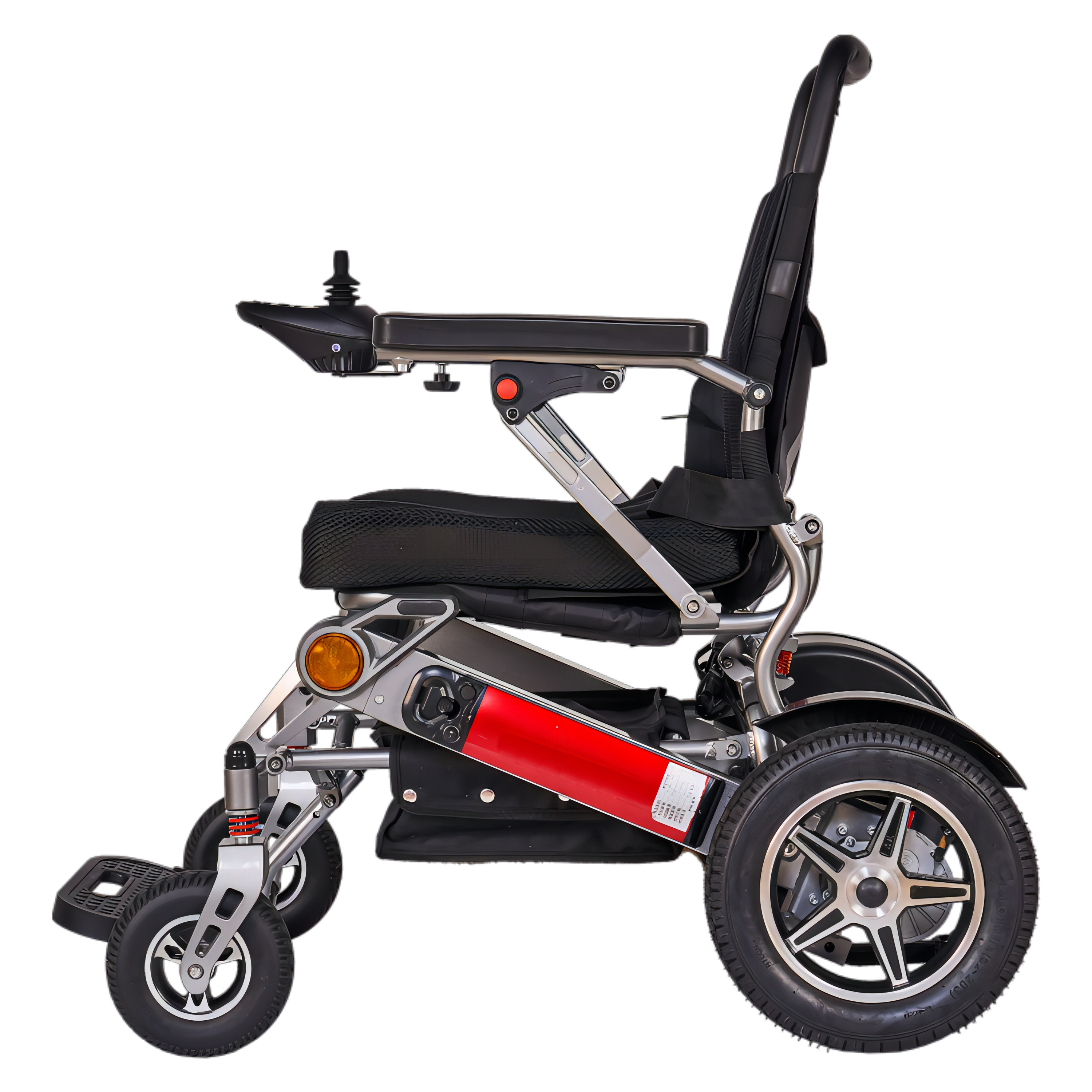 New Design Electric Wheelchair for Disabled People Manual Large Wheel Steel Folding Electric Wheelchair