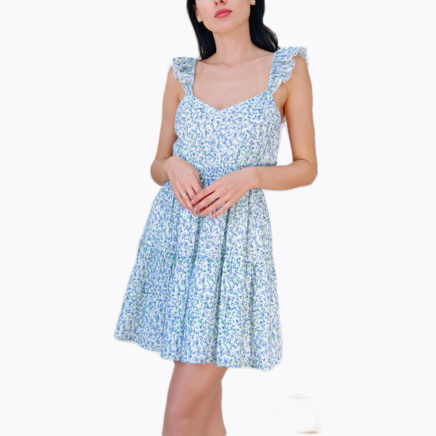 fashion floral print ladies women clothing smocked mini dress elegant custom designed clothing casual dresses women