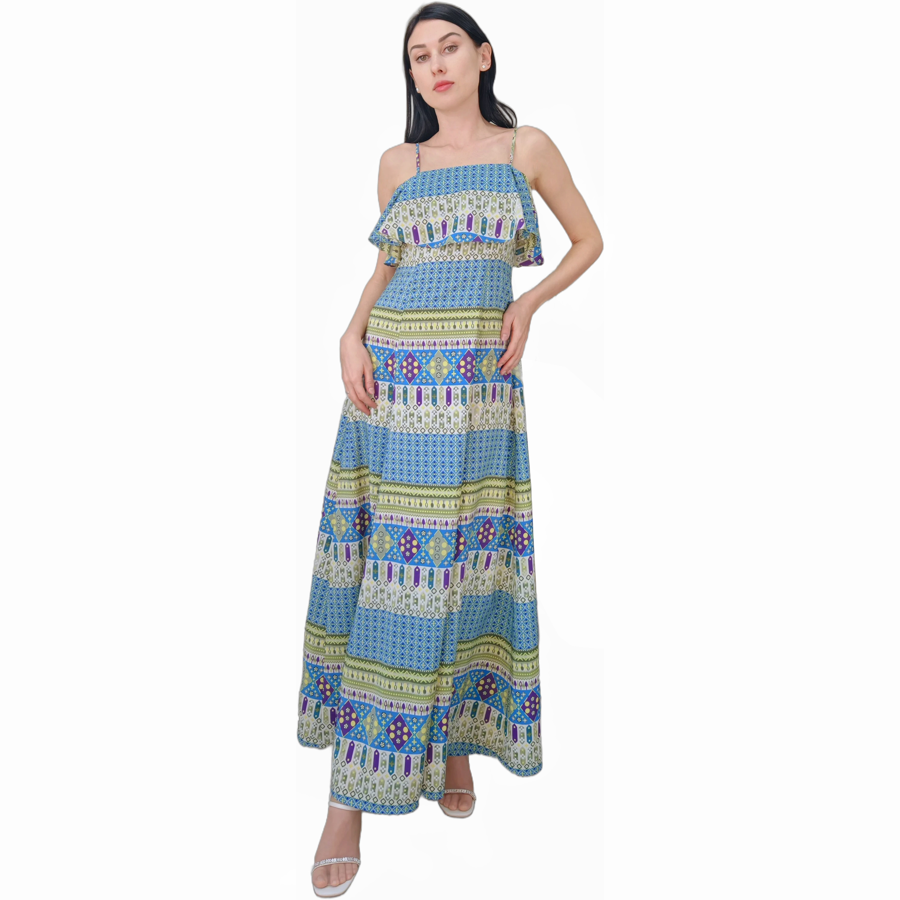 French vintage women casual dress african kitenge clothing polynesian designs ladies maxi cotton long summer slip dresses