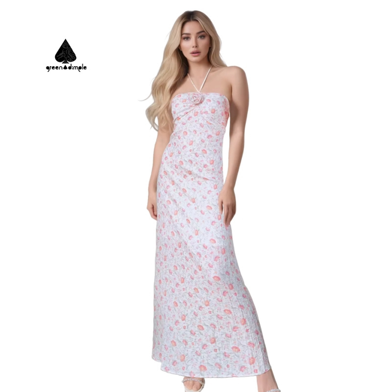 2024 casual party floral maxi dresses gown elegant bodycon fashion backless evening prom spaghetti strap tube dress for ladies