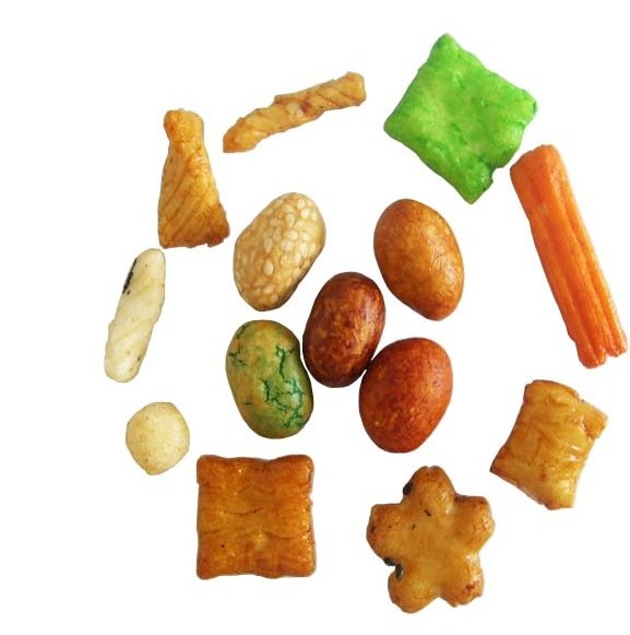 Colorful Roasted Mixed Rice Crackers with Coated Peanuts