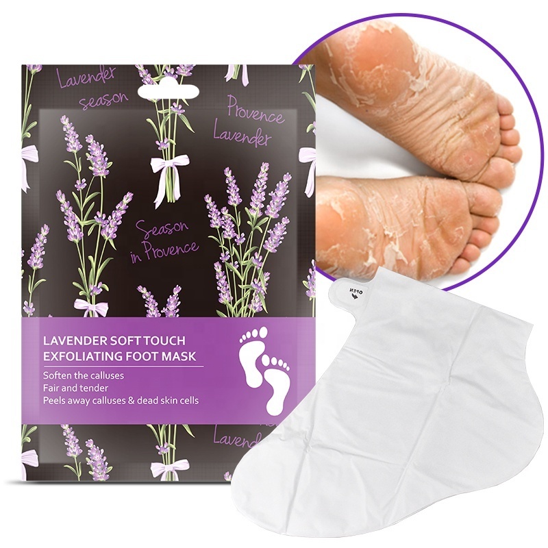 OEM Private Label Lavender Mask Of Feet Exfoliating Foot Peel Mask Skin Peeling Foot Exfoliation Peeling Mask Socks